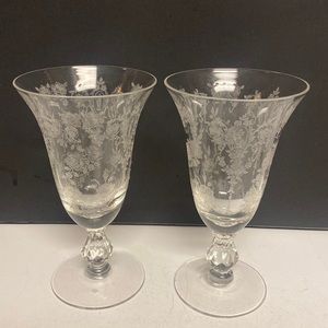Tiffin-Franciscan Cherokee Rose Etched Water Glasses Set of Two